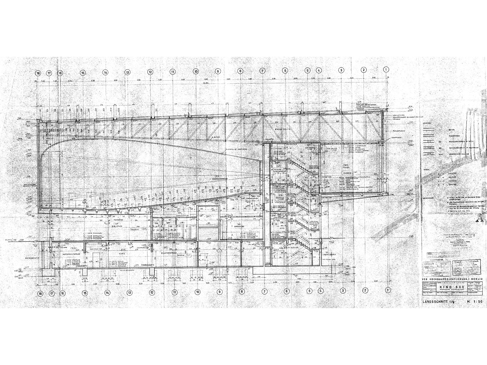 Schnitt Originalplanung / Bauarchiv