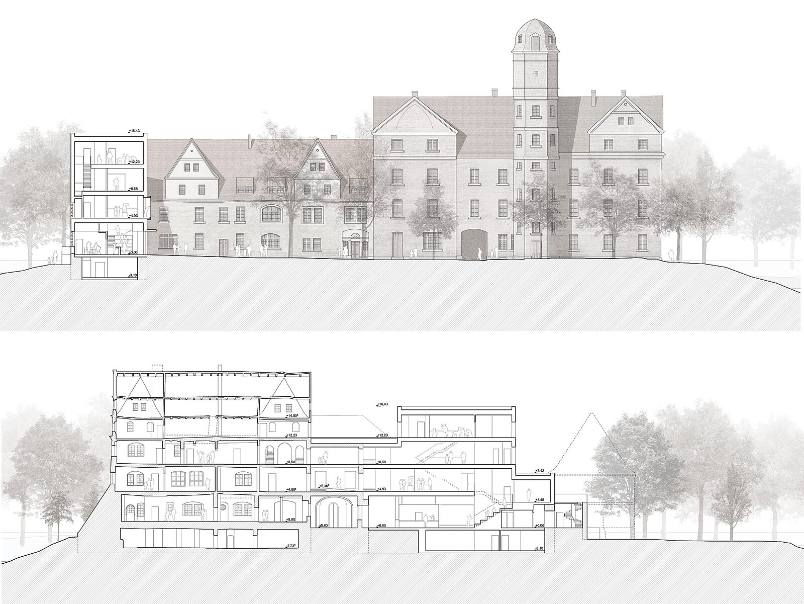 Schnitte ©chestnutt_niess Architekten und KUULA Landschaftsarchitekten